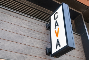 CAVA fast food restaurant sign