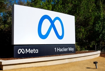 META sign next to the Headquarters Corporate office building.