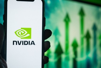 Hand Holding Phone with NVIDIA (NVDA) Logo