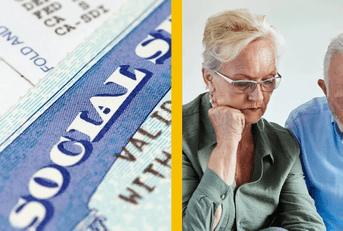 social security card and retired couple