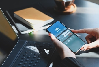 Online banking screen on smartphone
