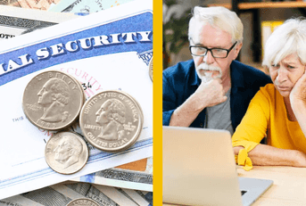 social security card and elderly couple