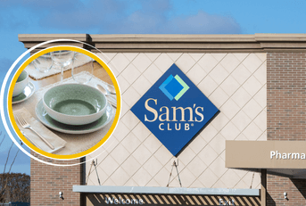 Collage of Sam's Club storefront and a plate and bowl product