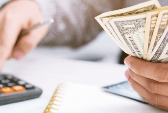 Counting money to put into savings account