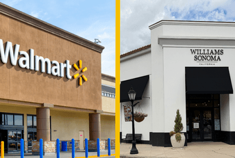 Collage of Walmart storefront and Williams Sonoma