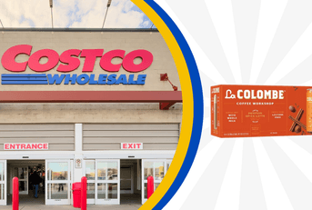 Costco storefront with La Colombe pumpkin spice latte