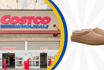 Costco storefront next to Kirkland slippers 