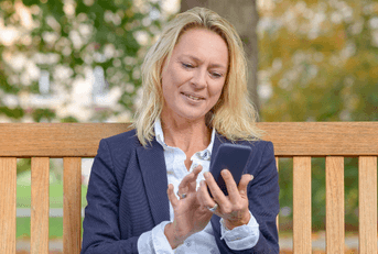 Woman setting up hysa on phone