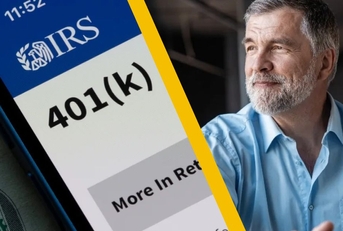 401k and mature businessman on laptop