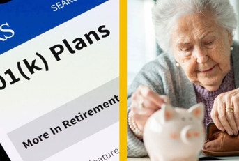 401k plan and elderly woman counting change