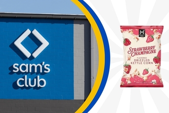 Sam's Club storefront and strawberry champagne kettle corn