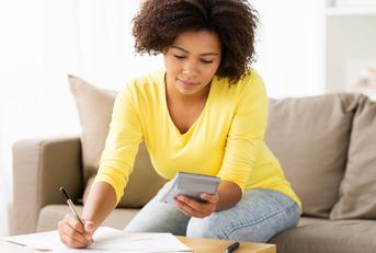 Woman with calculator