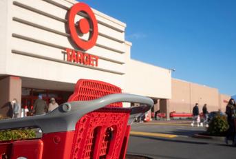 Target branded shopping cart is seen outside a Target store