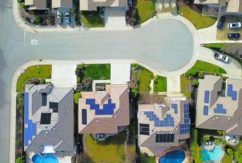 top view of suburban homes