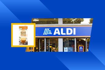 Aldi store exterior and featured item