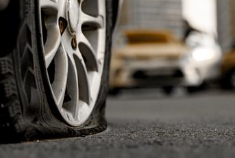 a flat car tire