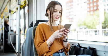 woman looking at phone