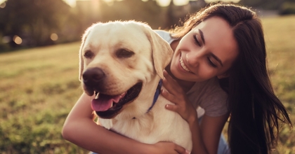 Happy woman with dog