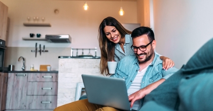 Couple looking at computer