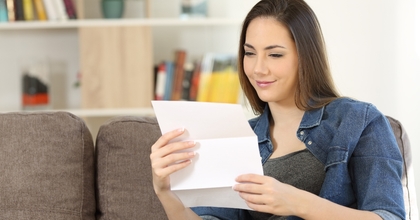Woman reading a letter