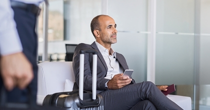 Man waiting in lounge