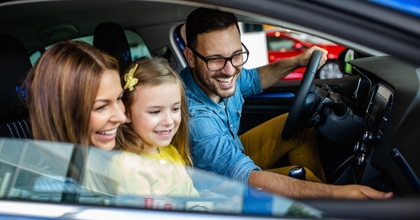 happy family in a car