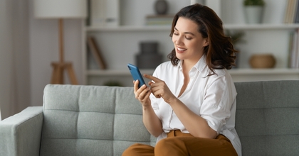 Woman working on phone
