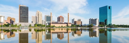 A landscape photo showing the Toledo, Ohio, skyline.