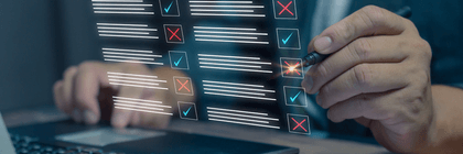 A man ticks a box for an online survey.