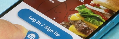 Image of fast food app log-in screen