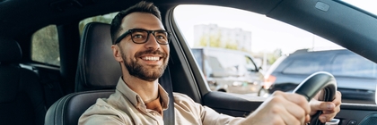 Man driving a car