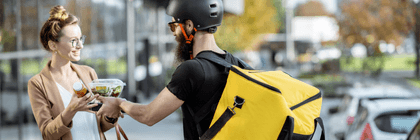 food delivery worker completing delivery