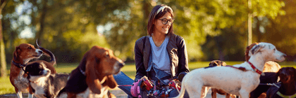 Woman walking dogs