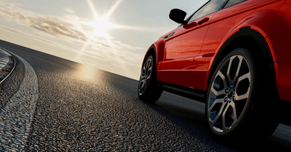 Red car on the road