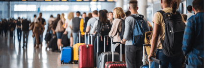 people in line at the airport
