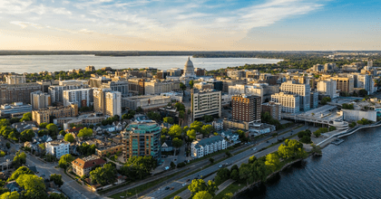 Madison Wisconsin aerial cityscape