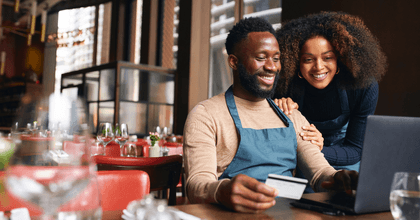 Restaurant owners using credit card online