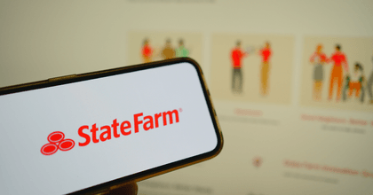 State Farm logo on phone and website