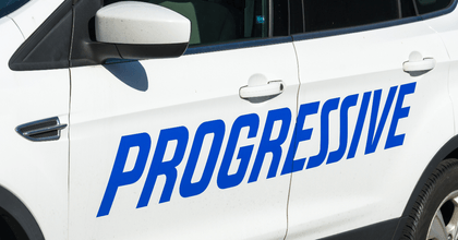 Progressive logo on SUV