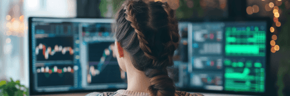 Woman doing online cryptocurrency trading and buying