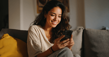 Woman on cellphone at home