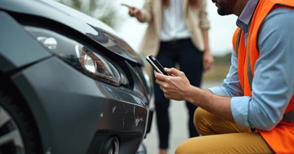 Car insurance adjuster with customer