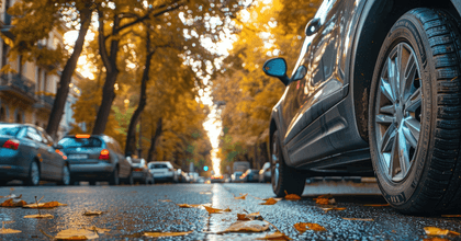 Car parked on busy street