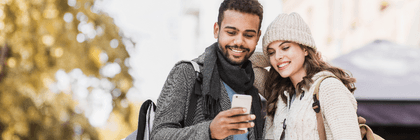 Couple looking at phone