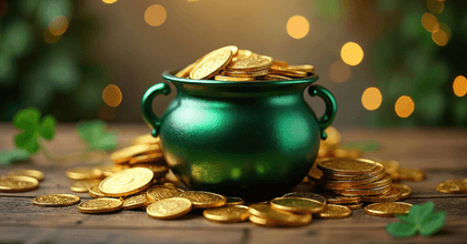 Pot of gold with coins