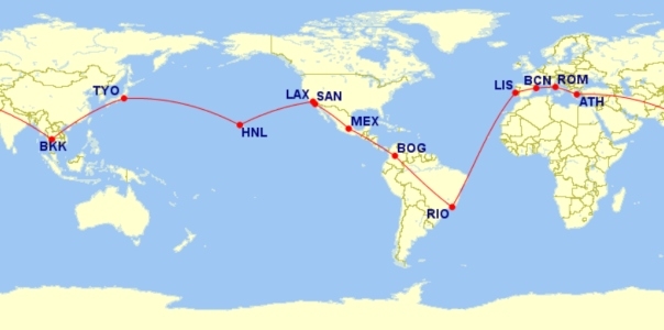 AeroMexico (SkyTeam Alliance) RTW Route
