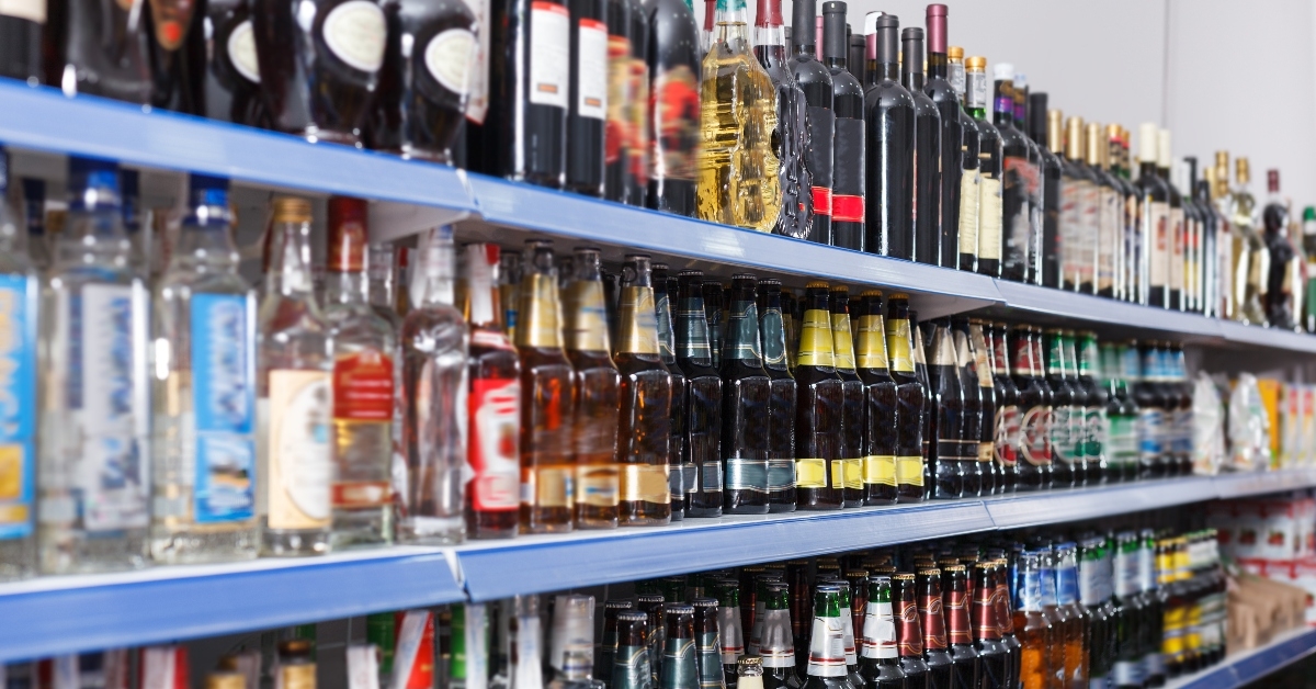 Alcohol on store shelf