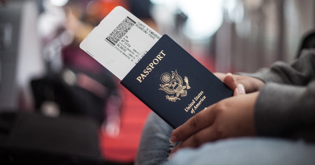 Close Up of American Passport in Airport