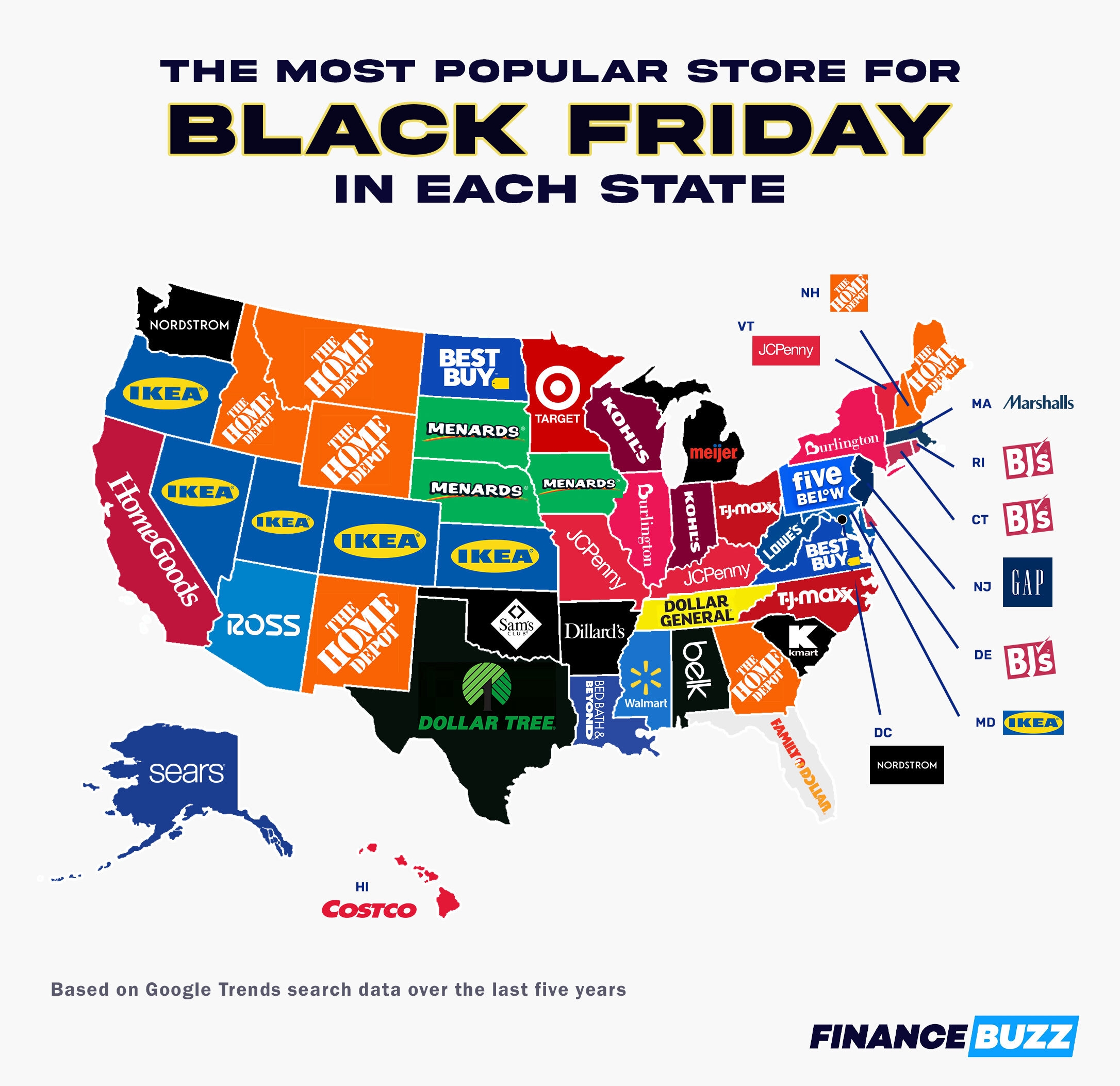 most popular store in each state for black Friday 