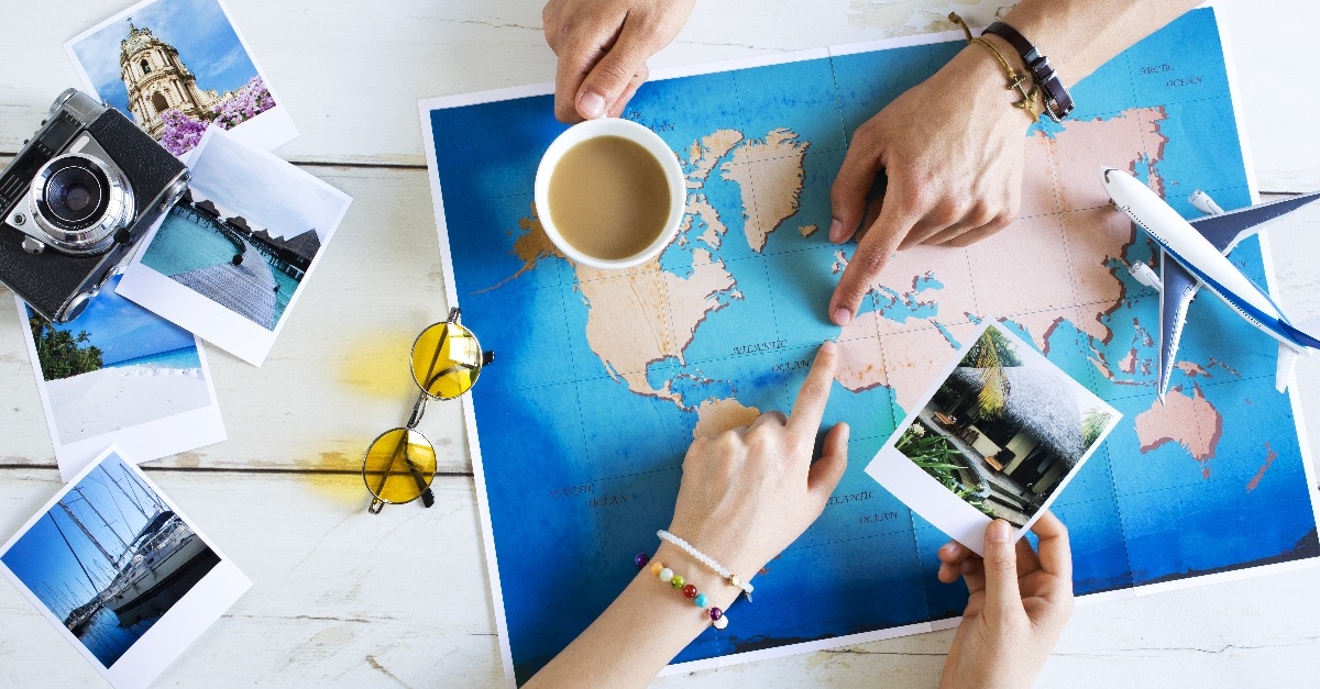 Travel planning concept on map